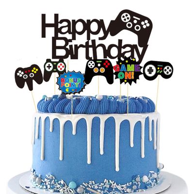 13 Pcs Video Game Cake Topper,Game Controller Happy Birthday Cake Topper, Black Gamepad Cake Toppers for Game Themed Parties Birthday Party Cake Toppers
