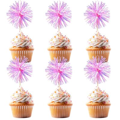 20 Pcs Color Fireworks Shape Cupcake Decoration,Sparkling Color Cake Toppers, For Various Birthday Party Anniversary Cake Pastries Decorations