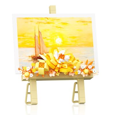 Vilbocr Mini Flower Building Bouquet SetBlock Easel for Desk Decorations and Message Stickers.Flower Building Toys Building Blocks Flower (Yellow 368Pcs)