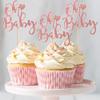 12 Pcs Oh Baby Cupcake Toppers, Pink Glitter Cake Topper for Baby Shower Party Cake Decoration Kids Birthday Party Cake Decorations Supplies view 3