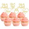 12 Pcs He Asked She Said Yes Cupcake Toppers, Glitter Diamond Ring Heart Love Cake Picks Suitable for Wedding Engagement Bridal Shower Theme Party Cake Decorations Supplies - Gold view 1