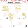 12 Pcs He Asked She Said Yes Cupcake Toppers, Glitter Diamond Ring Heart Love Cake Picks Suitable for Wedding Engagement Bridal Shower Theme Party Cake Decorations Supplies - Gold view 3