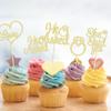 12 Pcs He Asked She Said Yes Cupcake Toppers, Glitter Diamond Ring Heart Love Cake Picks Suitable for Wedding Engagement Bridal Shower Theme Party Cake Decorations Supplies - Gold view 4