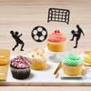 12 Pcs Soccer Happy Birthday Cupcake Toppers, Black Glitter Soccer Sports Theme Cupcake Decorations Suitable for Soccer Player Party, Birthday Party Cake Decoration Supplies -Style2 view 4