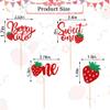 12 Pieces Sweet One Cupcake Toppers, Glitter Strawberry 1st Cupcake Topper Suitable for Fruit Theme Birthday Party, Baby 1st Birthday Cake Decoration Party Supplies view 2