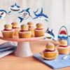 12 Pcs Shark Cupcake Toppers Happy Birthday Cake Toppers Shark Ocean Theme Party Supplies Kids Birthday Party Supplies Decorations view 4