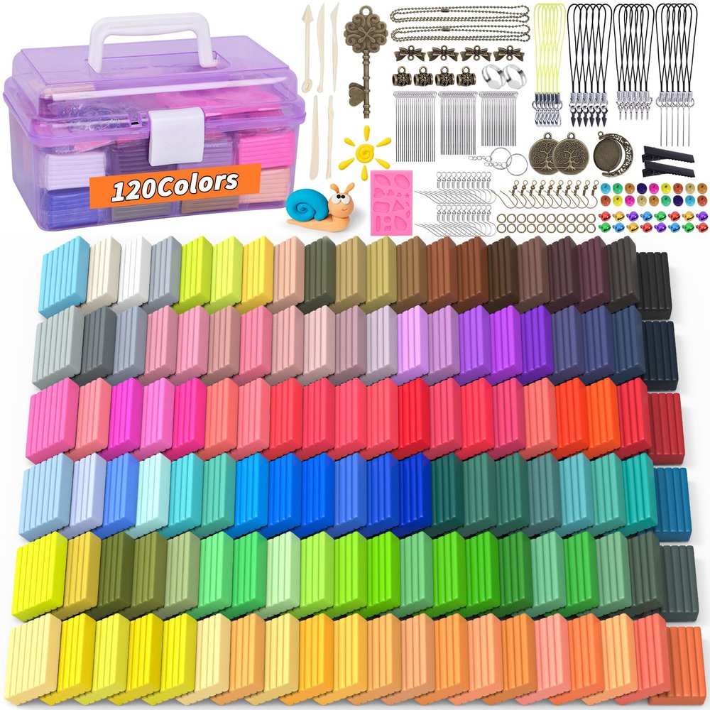 285 Pcs Polymer Clays 120 Colors Modeling Clay DIY Starter Kit Oven Baked Model Clay Non-Sticky Molding DIY Clay with Sculpting Tool and Accessories Craft Gifts for Beginner Artists