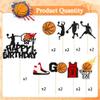 17 Pcs Basketball Happy Birthday Cake Toppers, Glitter Basketball Sports Theme Cupcake Decorations Suitable for Basketball Player Party, Birthday Party Cake Decoration Supplies view 3