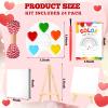 Daifunli 72 Pcs Valentine's Day Gifts for Kids Includes 24 Heart Shape Watercolor Paint Valentine's Day Cards and Canvas Panel with Wooden Easel Valentines Exchanges Party Favor(Classical Style) view 2