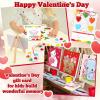 Daifunli 72 Pcs Valentine's Day Gifts for Kids Includes 24 Heart Shape Watercolor Paint Valentine's Day Cards and Canvas Panel with Wooden Easel Valentines Exchanges Party Favor(Classical Style) view 4