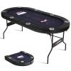 8 Player Poker Table Foldable, 72 Texas Holdem Poker Table, Portable Casino Table for Game Room, Folding Oval Blackjack Game Table w/Padded Rails and Cup Holders, No Assembly Required (Black) view 1