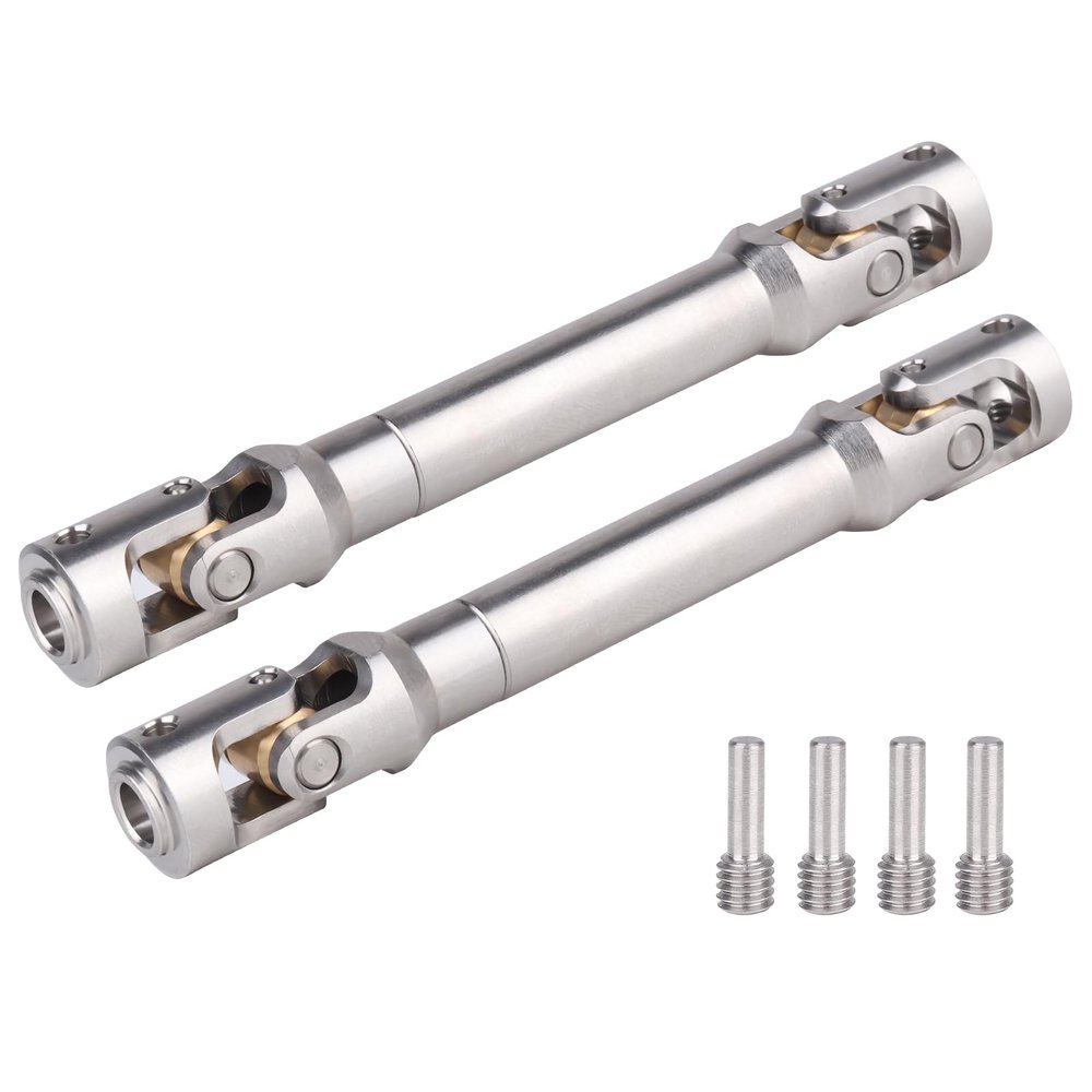 2pcs Hobbyfire 1/10 RC Crawler Drive Shafts Stainless Steel Universal Joint Driveshaft for Axial SCX10 II III Traxxas TRX4 Redcat Gen8 Gen7 Element Upgrades Parts(92-122mm)