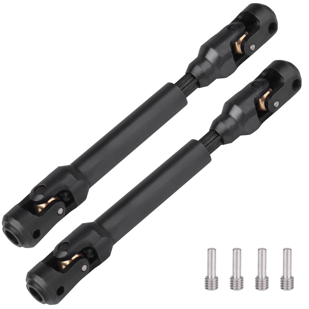 2pcs Hobbyfire 1/10 RC Crawler Drive Shafts Steel Universal Joint Driveshaft Heavy Duty for Axial SCX10 II III TRX4 Redcat Gen8 Gen7 Element Upgrades Parts(104-148mm)