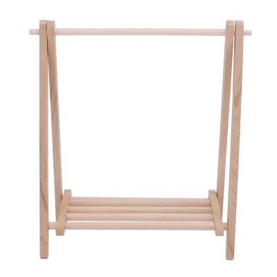 1:12 Dollhouse Clothes Rack, Fashionable Birch Wooden Miniature Garment Stand for Display, Photography Prop, Dollhouse Accessories