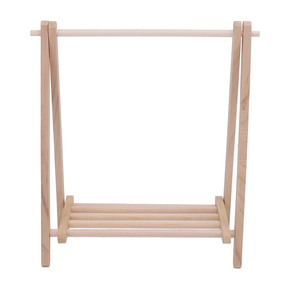 1:12 Dollhouse Clothes Rack, Fashionable Birch Wooden Miniature Garment Stand for Display, Photography Prop, Dollhouse Accessories