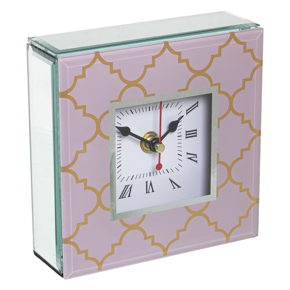AlexandreHouse RELOJ SOBREMESA Cristal/MADERAROSA/Dorado 145 x 4.5 x 14 cm, 1 x AA NO Included