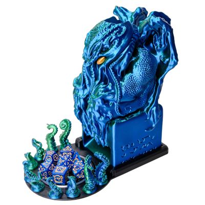 3D BEST-Q Cthulhu DND D&D Dice Tower3D Printed Compatible with Dungeons and Dragons, 28mm Miniature Wargaming, Tabletop RPGs, Wargame Scenery, Endless Deep Sea Series (Blue&Green)