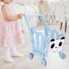 Simhoa Shopping Cart for Kids Toy Grocery Cart Miniature Wooden Grocery Shopping Cart Supermarket Trolley for Boys Girls Toddlers, Blue view 2