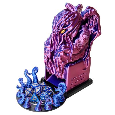 3D BEST-Q Cthulhu DND D&D Dice Tower3D Printed Compatible with Dungeons and Dragons, 28mm Miniature Wargaming, Tabletop RPGs, Wargame Scenery, Endless Deep Sea Series (Purple&Blue)