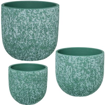 AlexandreHouse Set of 3 MACETEROS CERMICA VERDEMENTA_20X18+24X22+29X27CM
