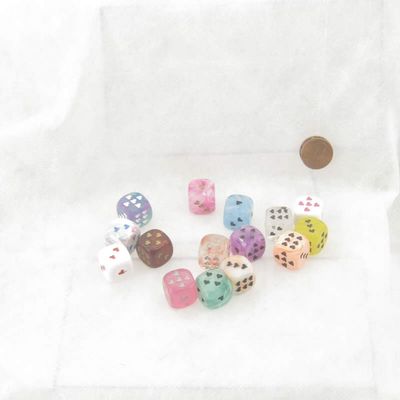 Assorted Dice with Hearts D6 16mm (5/8in) Pack of 15 Wondertrail