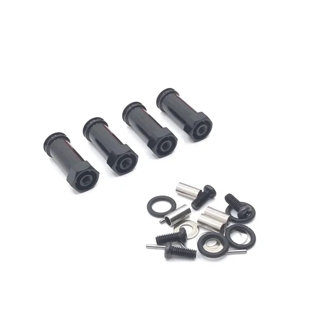 RC Car Parts for Wltoys for 12423 12428 12427 12429 for Feiyue for FY01 FY02 FY03 FY08 1/12 RC Car Upgrade Parts 4pcs 30mm Extended Wheel Hex Hub Adapter(Black)
