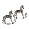 BRIGHTFUFU 2pcs Wooden Rocking Horse Toy Horses Birthday Decorations for Home Party Decorations Handmade Ornament Grey view 1