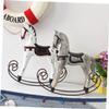 BRIGHTFUFU 2pcs Wooden Rocking Horse Toy Horses Birthday Decorations for Home Party Decorations Handmade Ornament Grey view 2