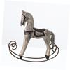 BRIGHTFUFU 2pcs Wooden Rocking Horse Toy Horses Birthday Decorations for Home Party Decorations Handmade Ornament Grey view 4