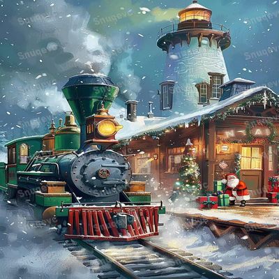 1000 Piece Adult Jigsaw Puzzle - Christmas Train Wooden Rounded Corner Multi-Color Jigsaw Puzzle, Zero Dust Easy Storage, DIY Unique Decorative Gifts for Beginners
