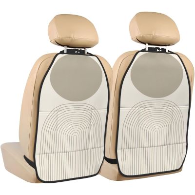 Gjieliness Minimalist Modern Boho Sun Car Seat Back Kick Protectors,2 Pack Vector Illustration Kick Mats with Storage Pockets for Vehicles to Protect from Dirt Mud Scratches