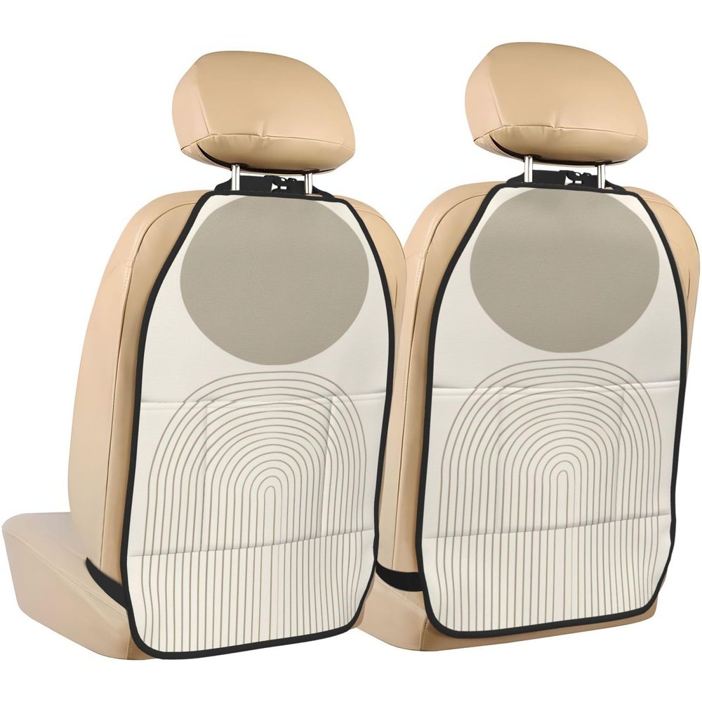 Gjieliness Minimalist Modern Boho Sun Car Seat Back Kick Protectors,2 Pack Vector Illustration Kick Mats with Storage Pockets for Vehicles to Protect from Dirt Mud Scratches