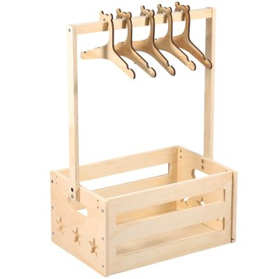 Abizarch Wooden Baby Shower Crate Closet Multipurpose Baby Shower Basket with Handle Wooden Baby Storage Crate Hamper Decorative Baby Clothes Crate Box for Baby Shower Decoration(Style 2,Log Color)