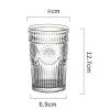 LUOHANUS Water Cup Retro Relief Glass Cup Cold Drink Cups Transparent Juice Cup(2pcs,350ml) view 2
