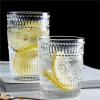 LUOHANUS Water Cup Retro Relief Glass Cup Cold Drink Cups Transparent Juice Cup(1pcs,350ml) view 3
