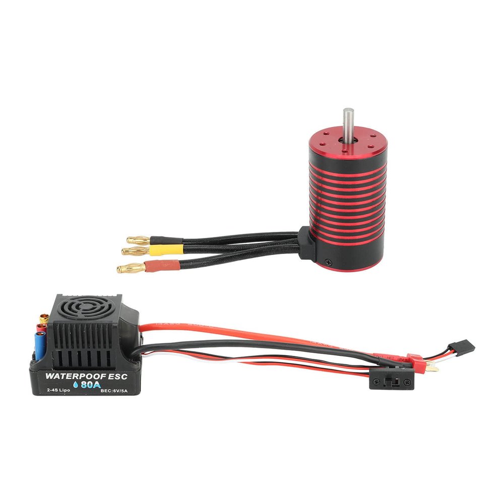 CHENGUSY Brushless Motor Servo Set, High Bearing, Brushless Motor, Aluminum Covers, High Temperature Resistant Copper Coil for 1/8 RC Car (3800KV)