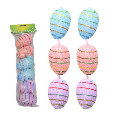 6Piece Decorations Ornaments Simulated Eggs Color Striped Foames Eggs Set To Holiday