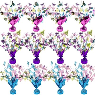12 Pack Butterfly Table Decorations Metallic Foil Spray Centerpieces Multicolor Butterflies Glitter Burst Table Centerpieces for Butterfly Birthday Party Supplies