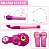 Kids Karaoke Machine with Adjustable Stand Kids Microphones for Singing Along with Rotational Flashing Stage Lights and Pedals Gift for Girls and Boys view 3