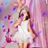 Kids Karaoke Machine with Adjustable Stand Kids Microphones for Singing Along with Rotational Flashing Stage Lights and Pedals Gift for Girls and Boys view 4