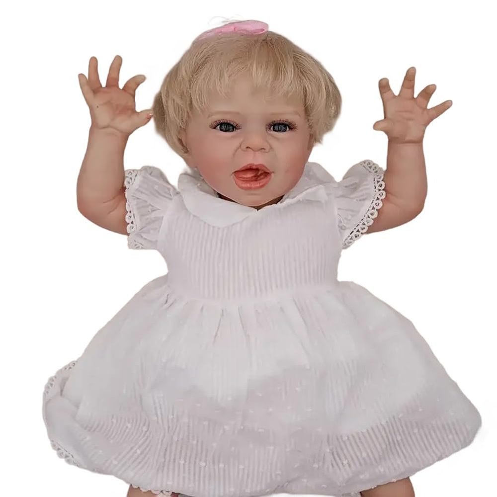 22 Inch Adorable Lifelike Reborn Toddler Baby Dolls Soft Cloth Body Fully Poseable with Rooted Hair Realistic Newborn Baby Girl Doll Accessories Set Ideal Gift for Kids 3+ & Collectors