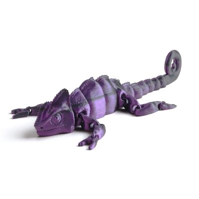 3D Printed Articulated Chameleon Fidget Toy - 12Inch PLA Flexible Lizard Figurine with Movable Joints, Stress Relief Desk Decor & Unique Gift for Reptile Lovers & Adults