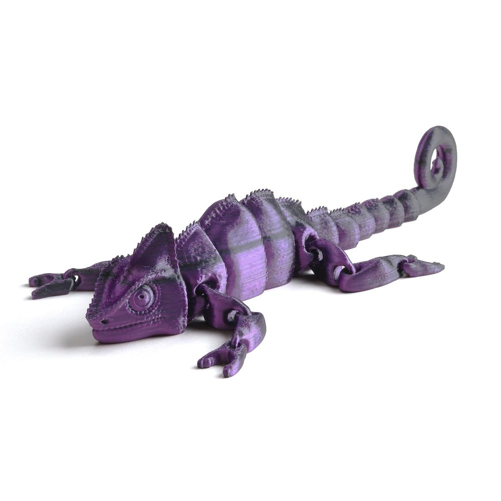3D Printed Articulated Chameleon Fidget Toy - 12Inch PLA Flexible Lizard Figurine with Movable Joints, Stress Relief Desk Decor & Unique Gift for Reptile Lovers & Adults