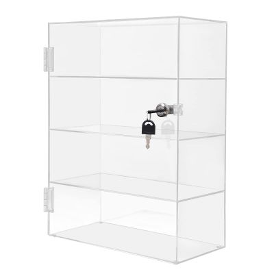 4 Tiers Clear Display Case for Figures Acrylic Display Case with Lock Key Countertop Display Case Clear Showcase Display Cabinet Dustproof Showcase for Collectibles Action Figure(4 Tiers)