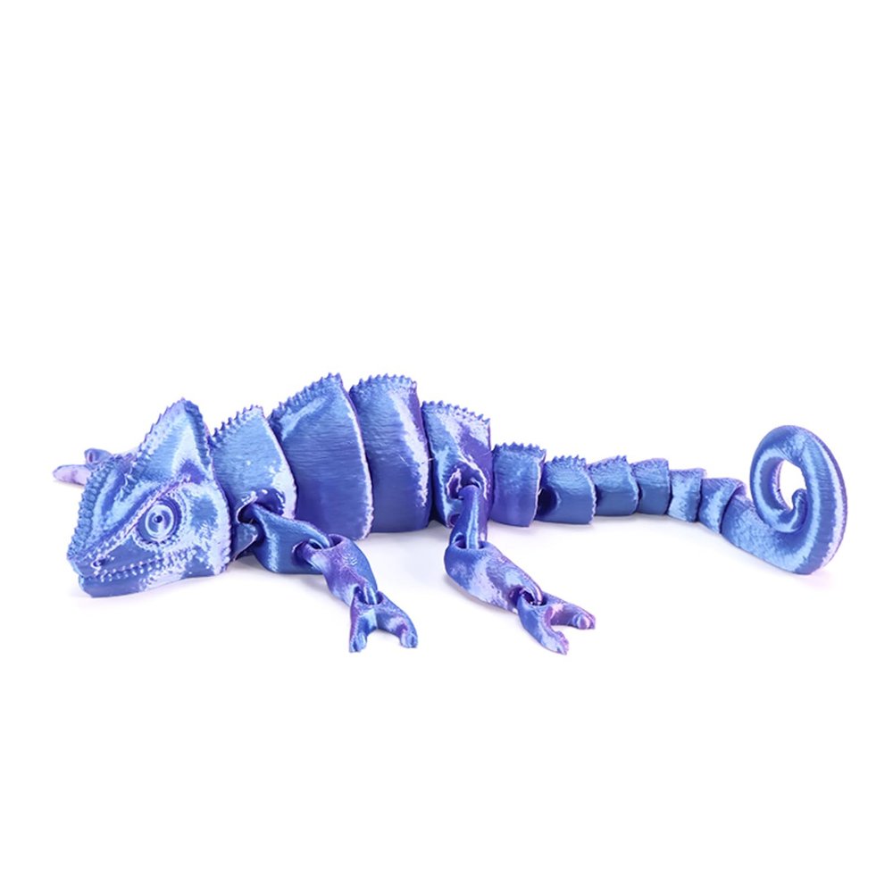 3D Printed Chameleon Articulated Fidget Toy - 12Inch PLA Flexible 3D Lizard Toy with Movable Joints, Stress Relief Desk Decor & Unique Gift for Reptile Lovers & Adults