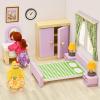 Toyssa Wooden Dollhouse Furniture Set, 36PCS Miniature Doll House Accessories with Colorful 5 Room & 4 Flexible Family Dolls, Pretend Play Toys Birthday Gift for Toddlers 3 4 5 6 Years Old view 3