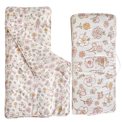 Toddler Nap Mat with Removable Pillow,Ultra Soft Slumber Bags for Girls,Kids Sleeping Bags with Rollup Design, Perfect for Preschool,Daycare, Kindergarten,-Floral