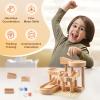 Wooden Marble Runs for Kids 4-8, 34 Pcs Marble Rush Track Maze Construction Play Set, STEM Learning Toys, Wood Building Blocks Toys, Gift for Boys & Girls view 2