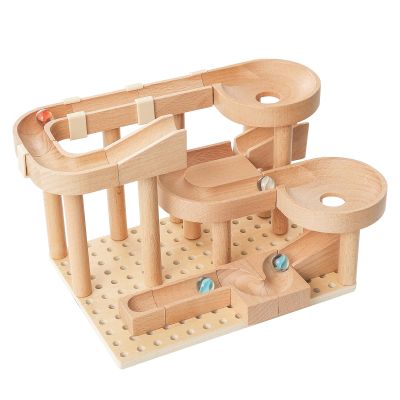 Wooden Marble Runs for Kids 4-8, 38 Pcs Marble Rush Track Maze Construction Play Set, STEM Learning Toys, Wood Building Blocks Toys, Gift for Boys & Girls
