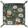 PU Leather DND Dice Trays Portable Dice Rolling Tray Large Storage Tray for Desktop Storage and RPG Board Games, Daisies Otters view 2